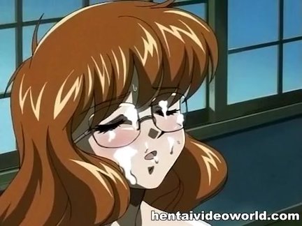 Busty girl gets her first hentai facial